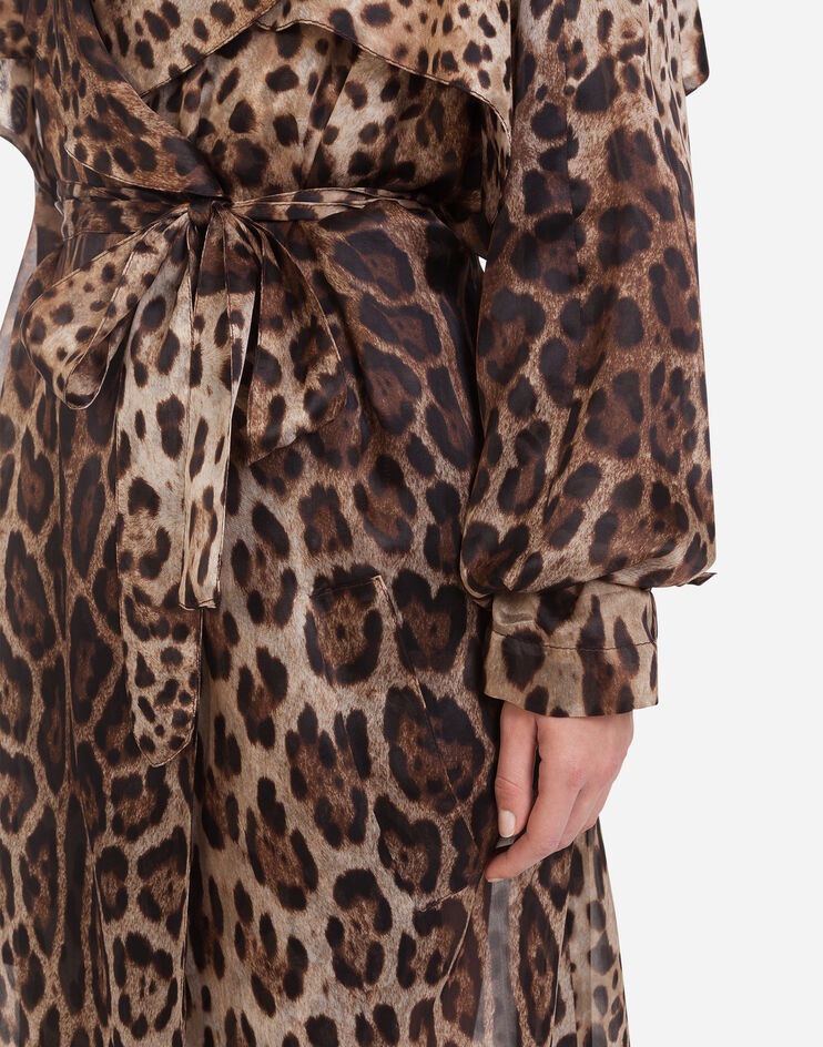 Organza trench coat with leopard print - 5