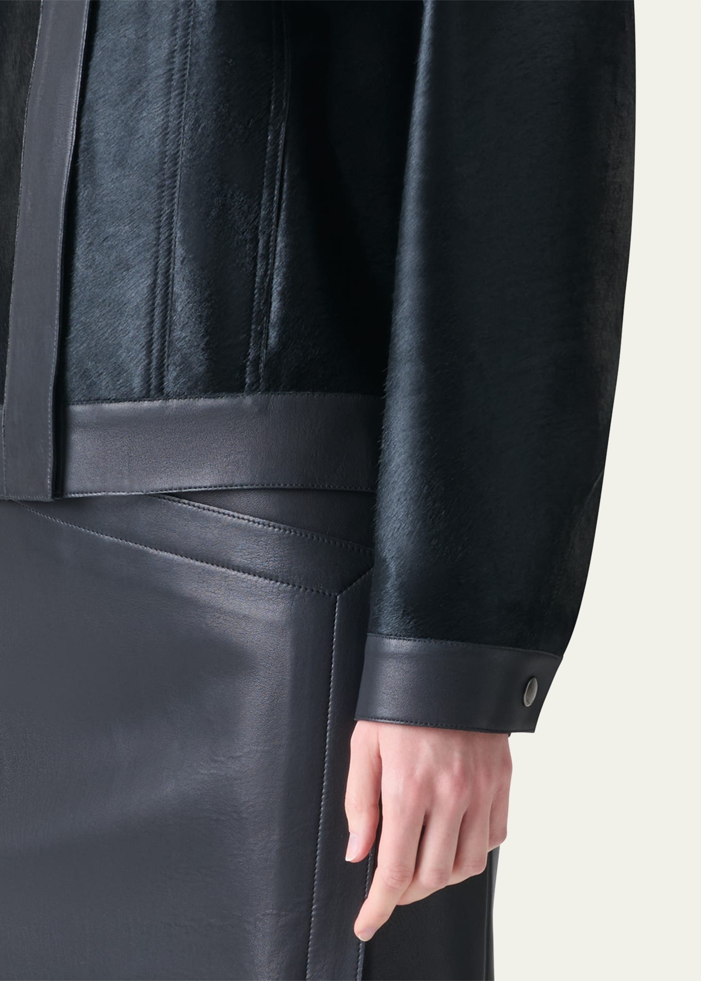 Gemini Calf Shearling and Leather Trucker Jacket - 5