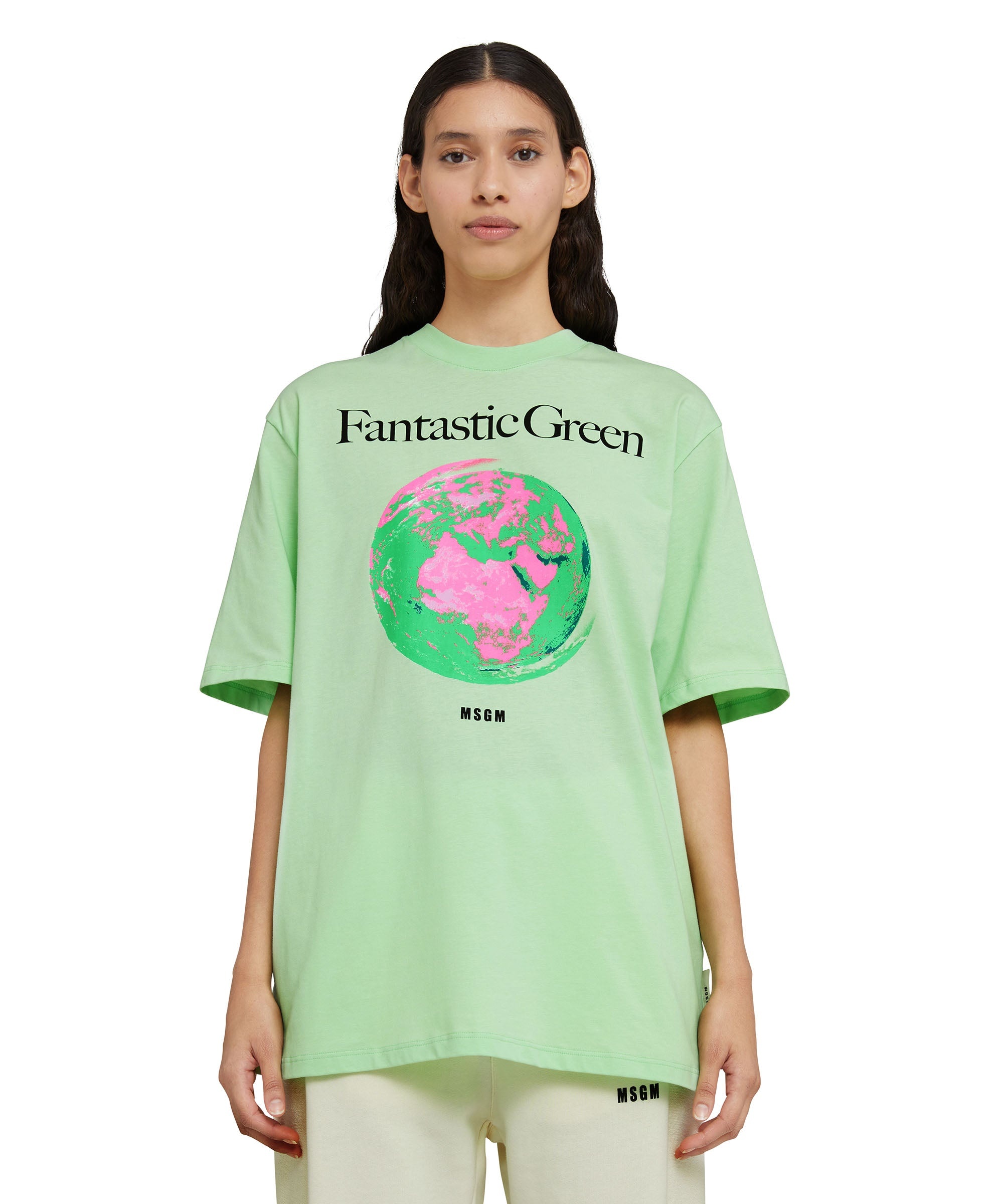 Organic cotton crewneck t-shirt from the MSGM Fantastic Green Capsule - 6