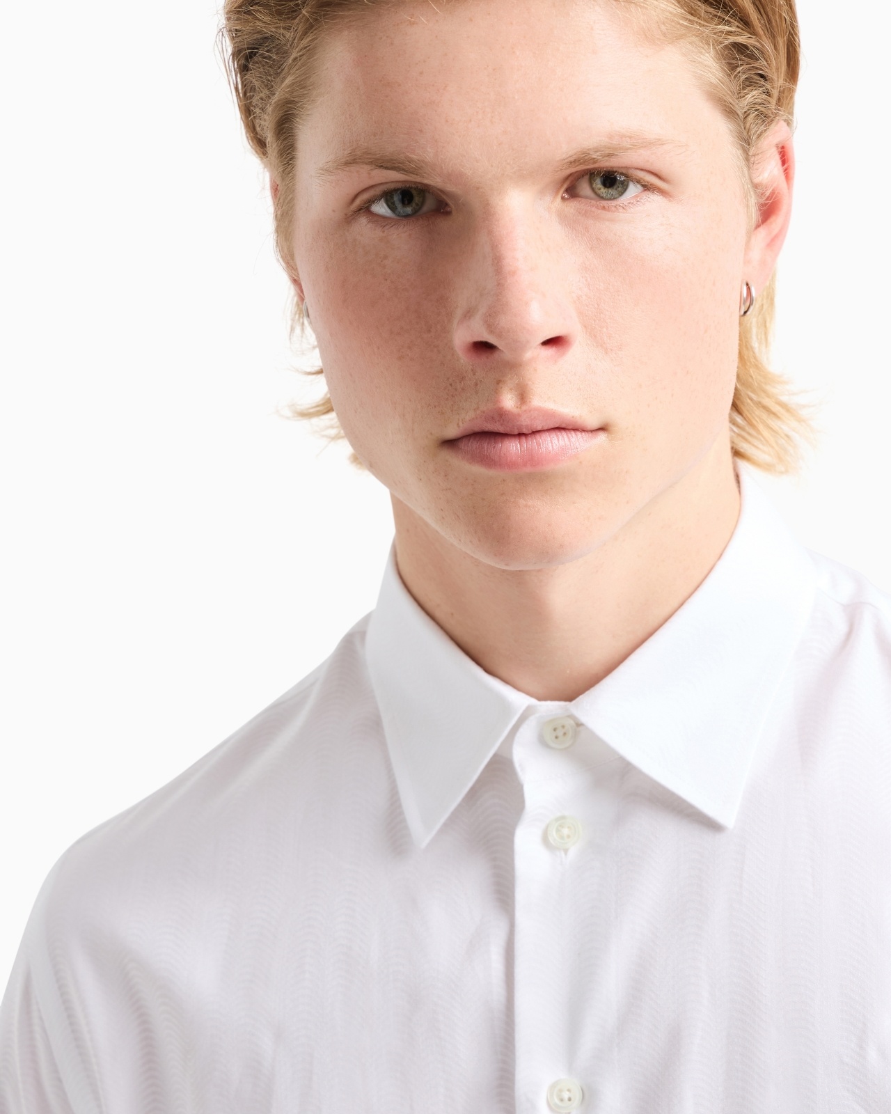 WAVE MOTIF JACQUARD COTTON SHIRT - 5