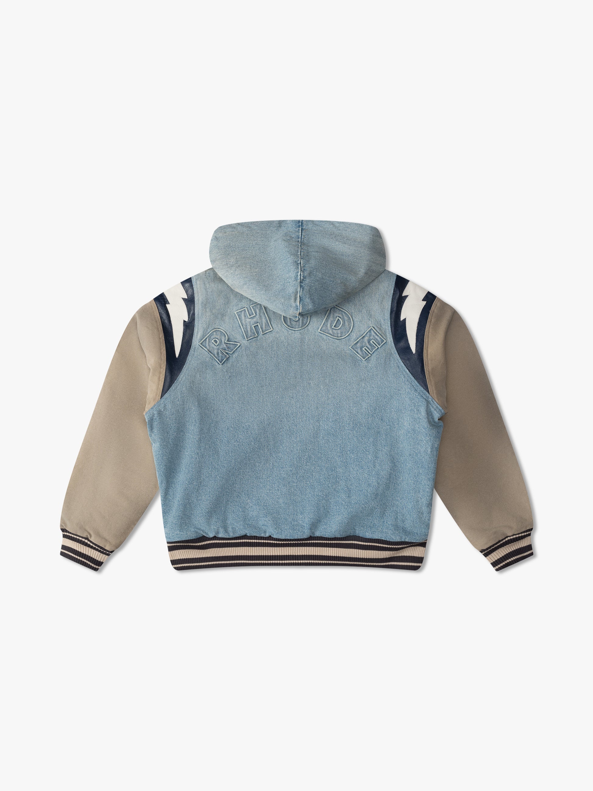 LIGHTNING DENIM HOODED VARSITY JACKET - 2