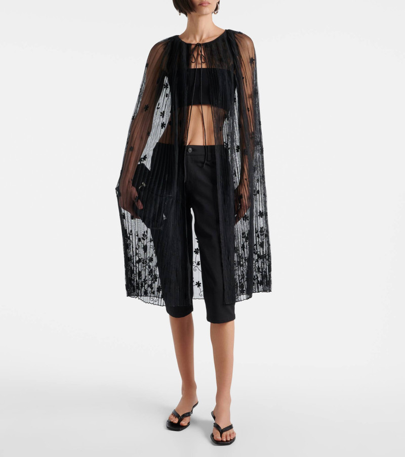 Totême Embroidered floral plissé tulle cape outlook