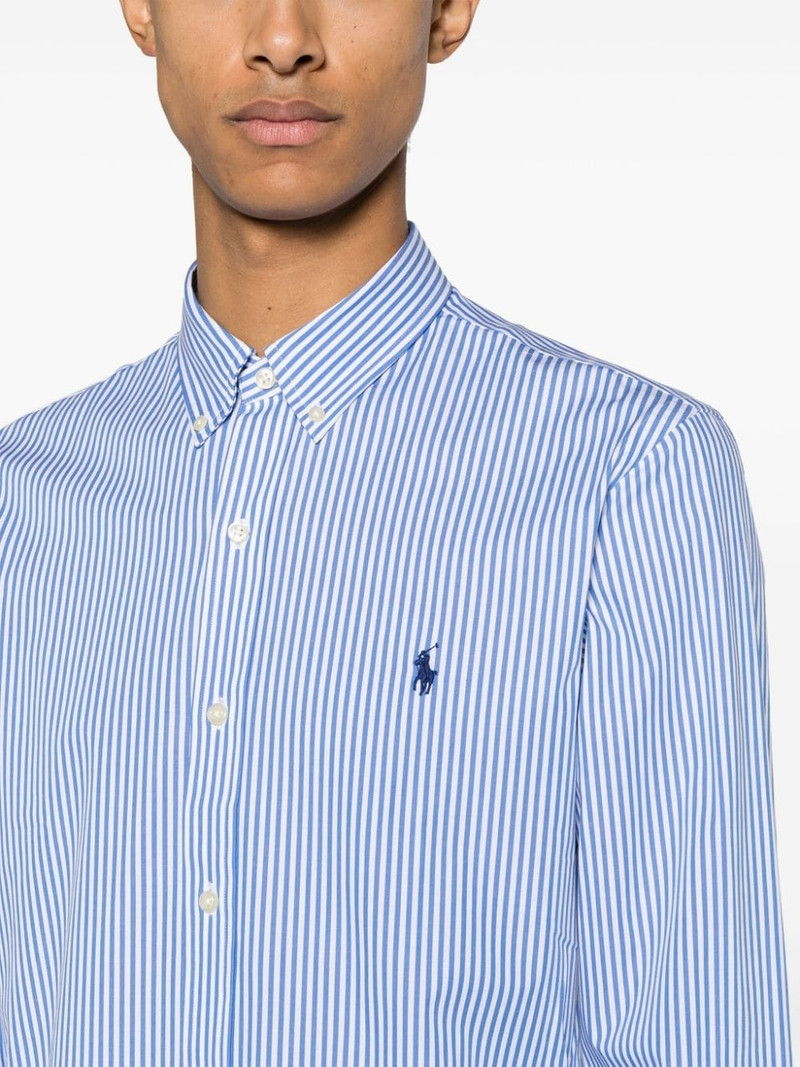 embroidered-logo striped shirt 5