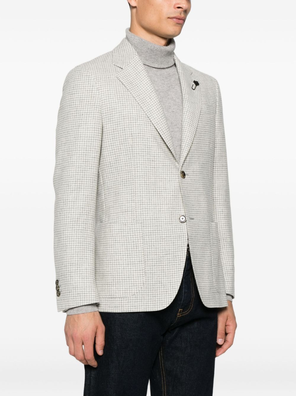 checked-pattern blazer - 3