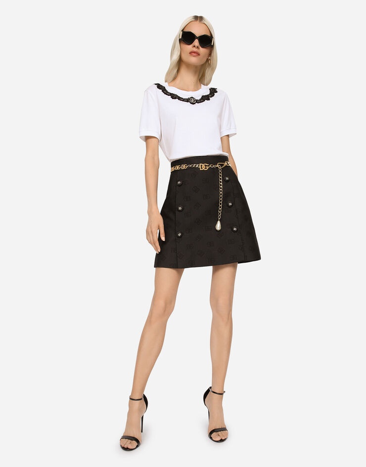 Jacquard miniskirt with all-over DG logo - 4