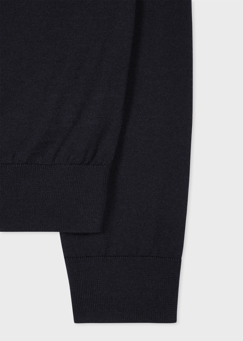 Paul Smith Dark Navy 'Signature Stripe' Zip Trim Long-Sleeve Polo Shirt outlook