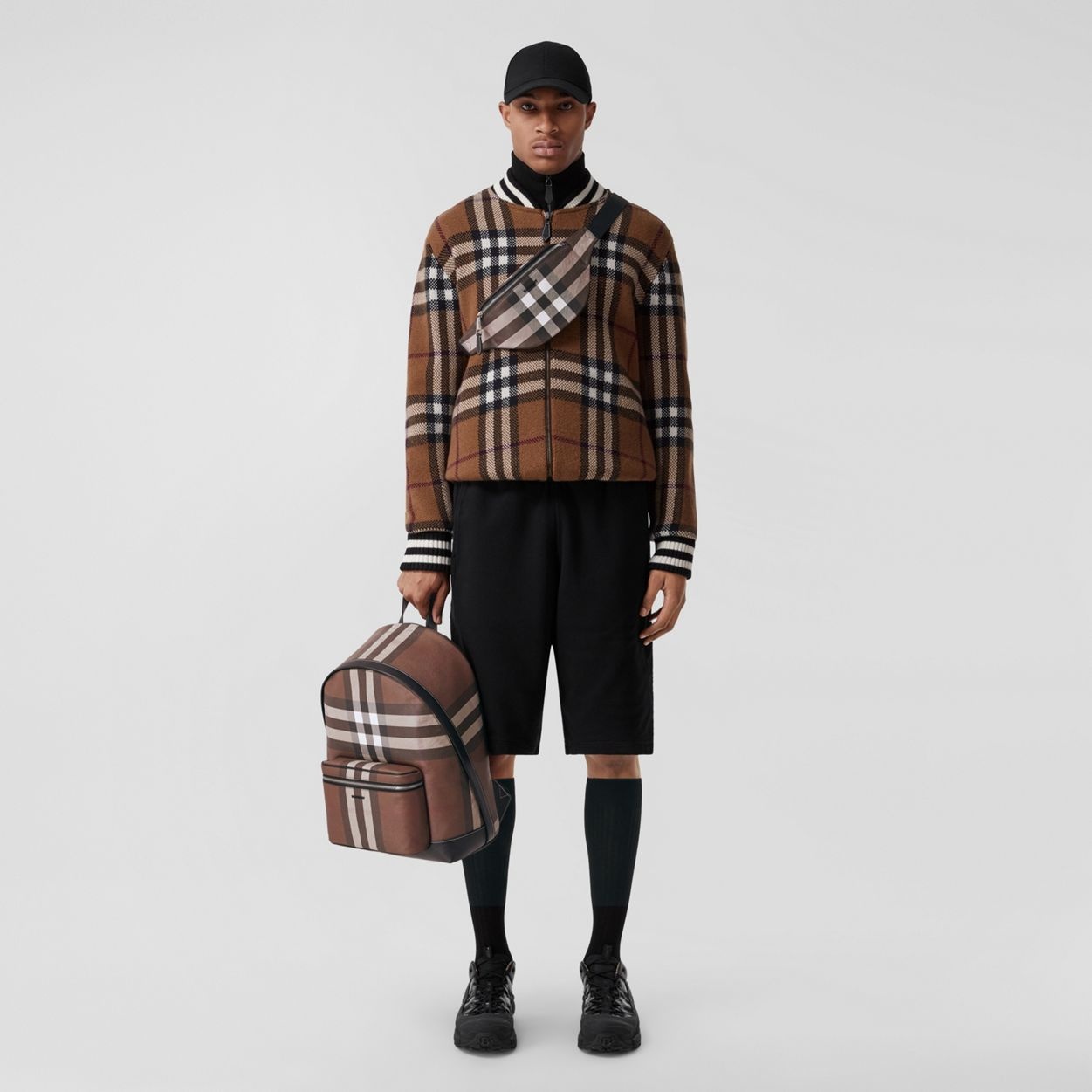 Mini Check and Leather Bum Bag - 7
