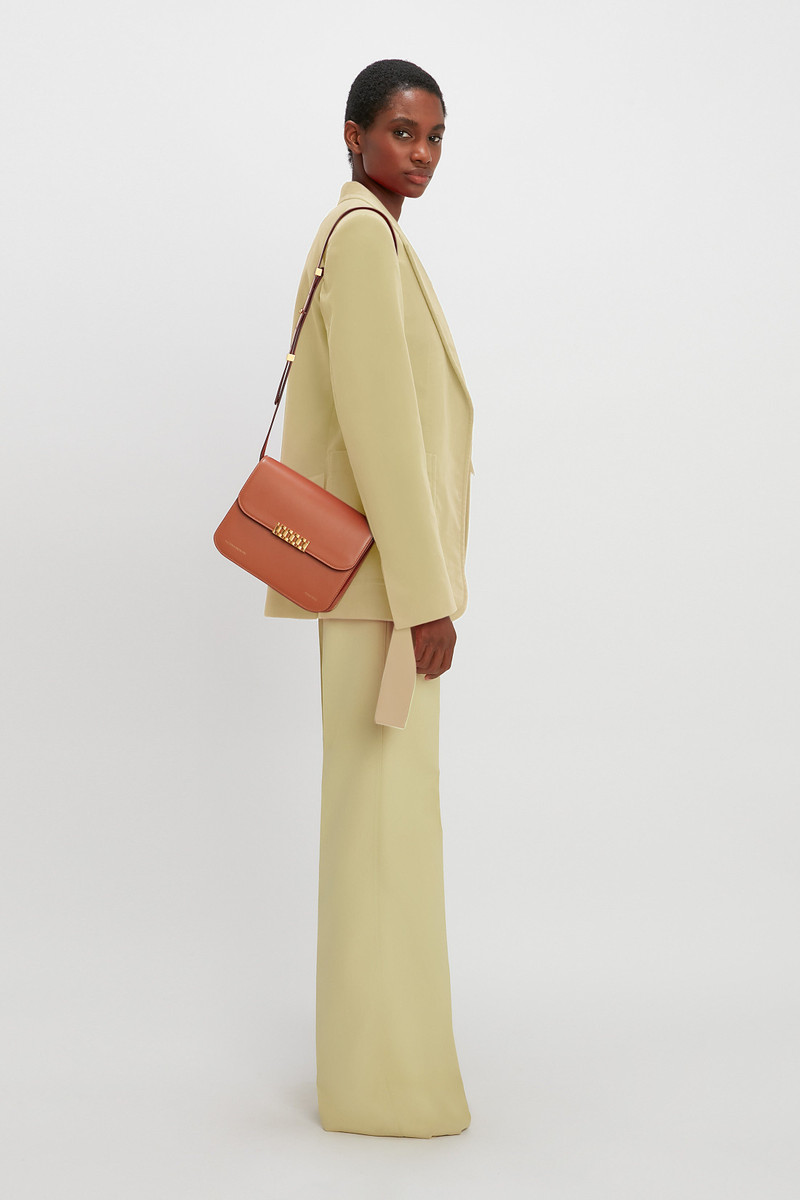 Chain Shoulder Bag In Tan Leather 6