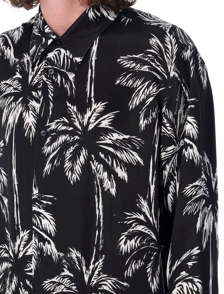 Tシャツ・カットソー BALMAIN FW24 PALM PRINT SHIRT (DH1HS184VF43 EAB) Balmain Balmain Palm Print Shirt | baltini | REVERSIBLE