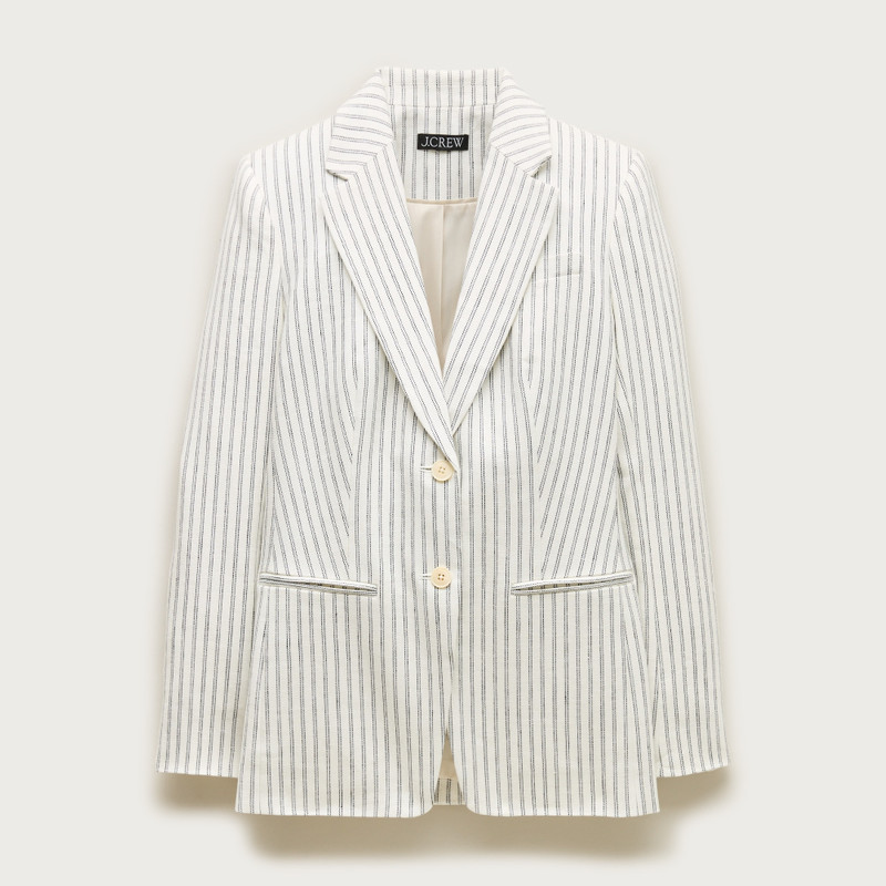 Tall Margeaux blazer in striped stretch linen blend 1