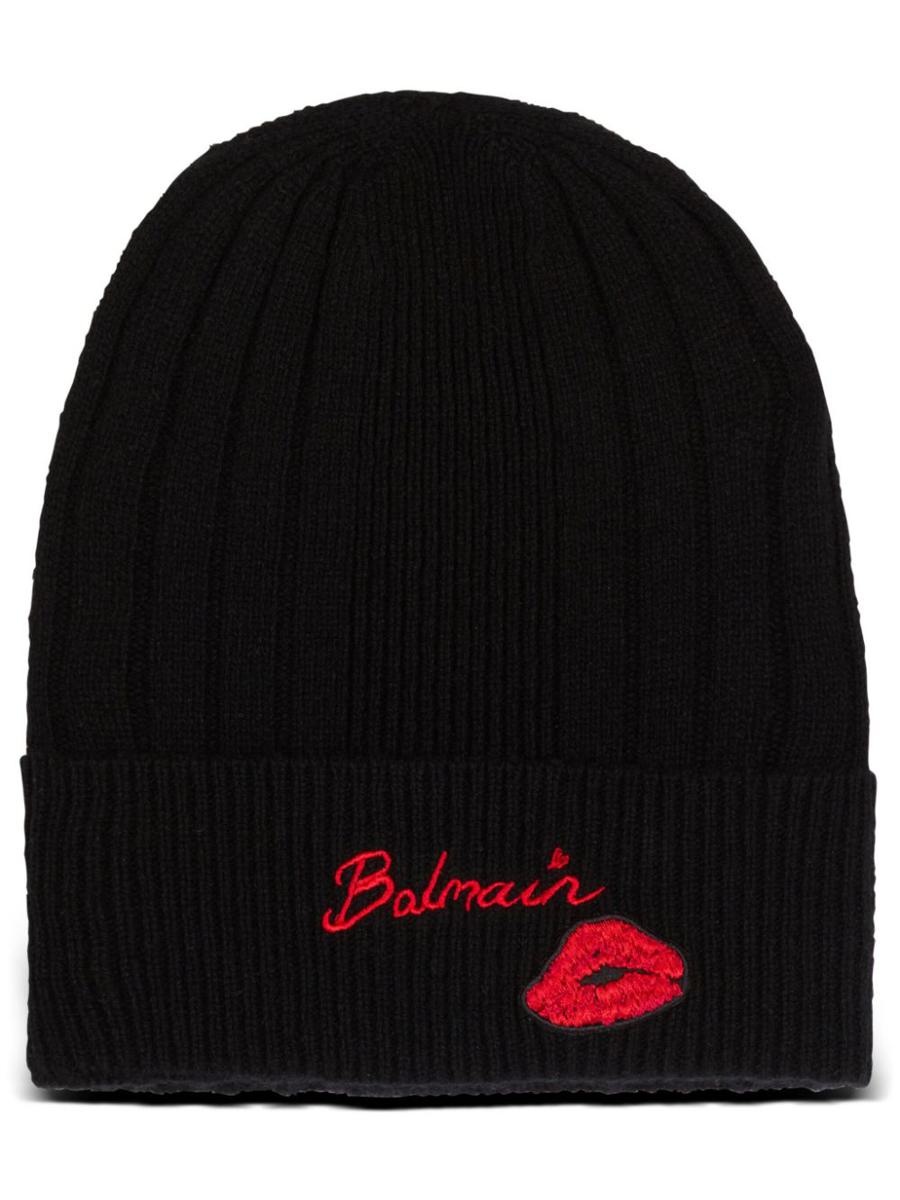 Balmain Cashmere And Wool Kiss Beanie With Embroidery - 1