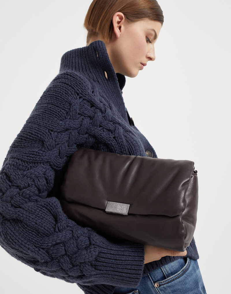 Wet-effect nappa leather bag with shimmering detail 4