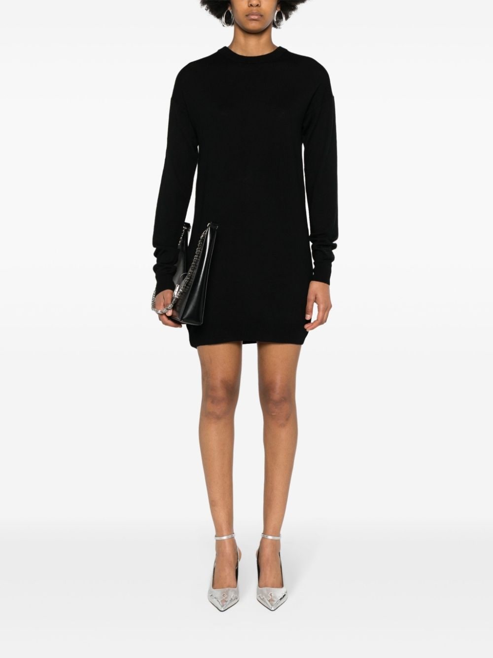 open-back knitted mini dress - 2