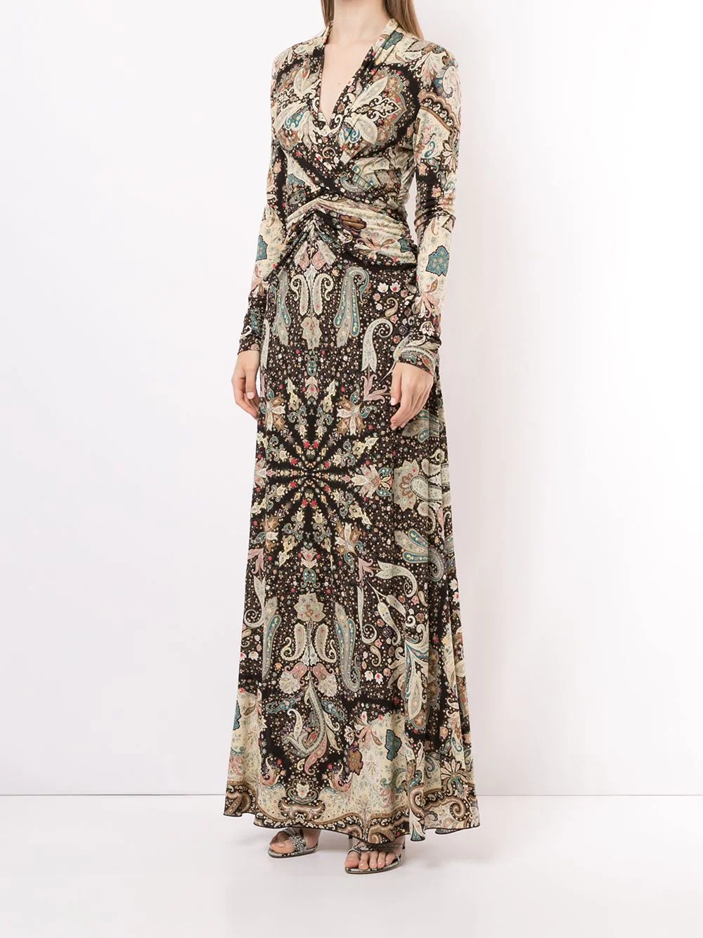 paisley-print ruched dress - 3