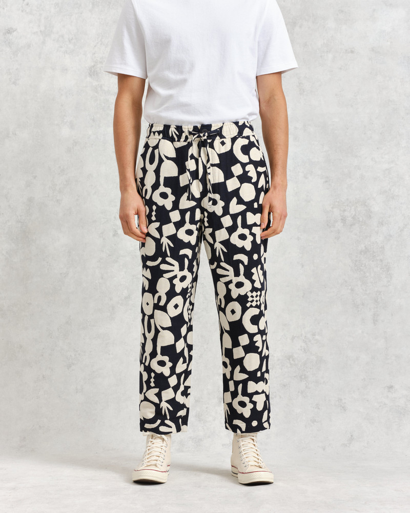 Wax London Kurt - Navy And Ecru Spin Jacquard Trousers outlook
