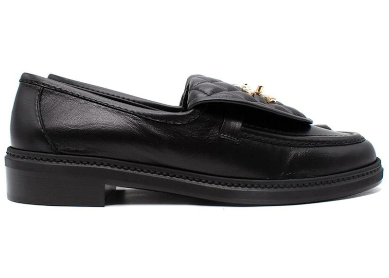 Chanel Quilted Tab Loafers Black Leather 1