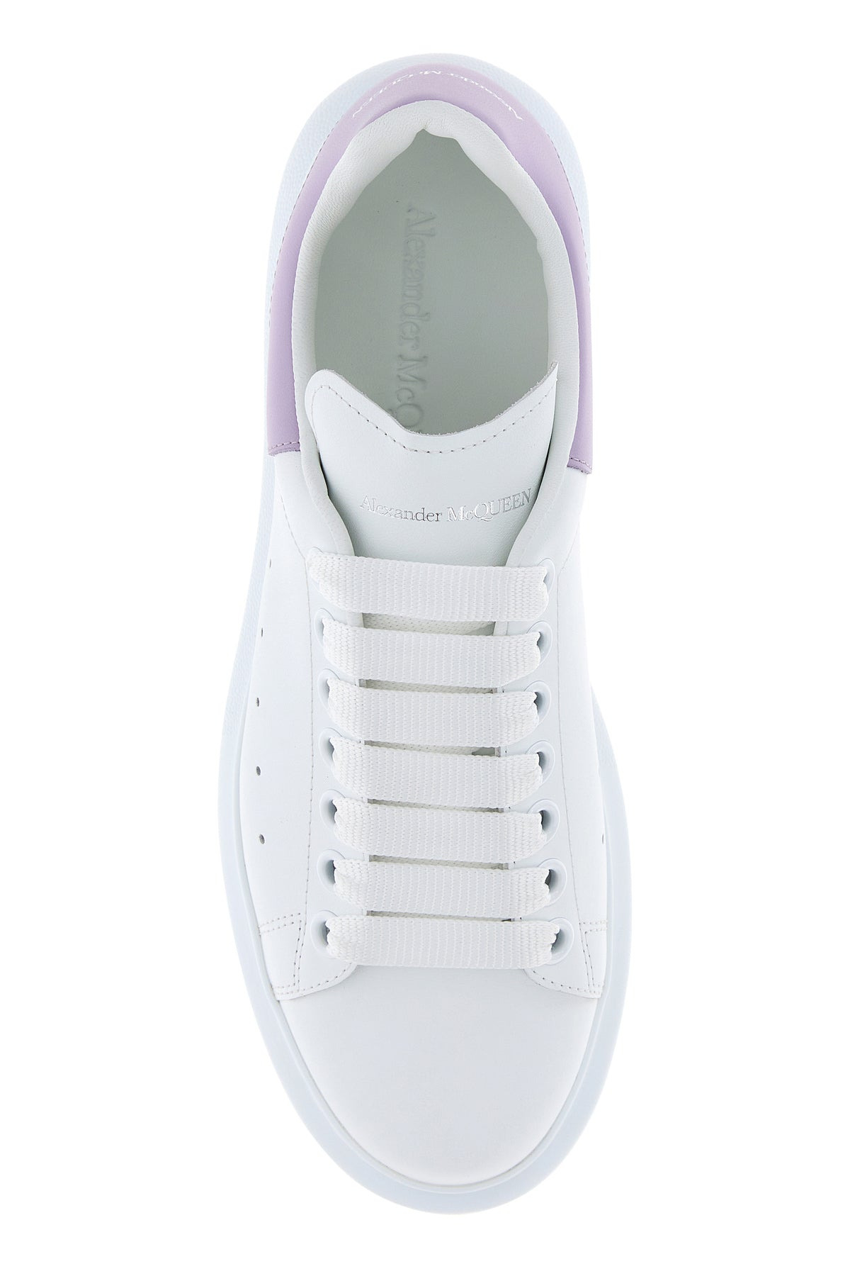 White leather sneakers with lilac leather heel - 4