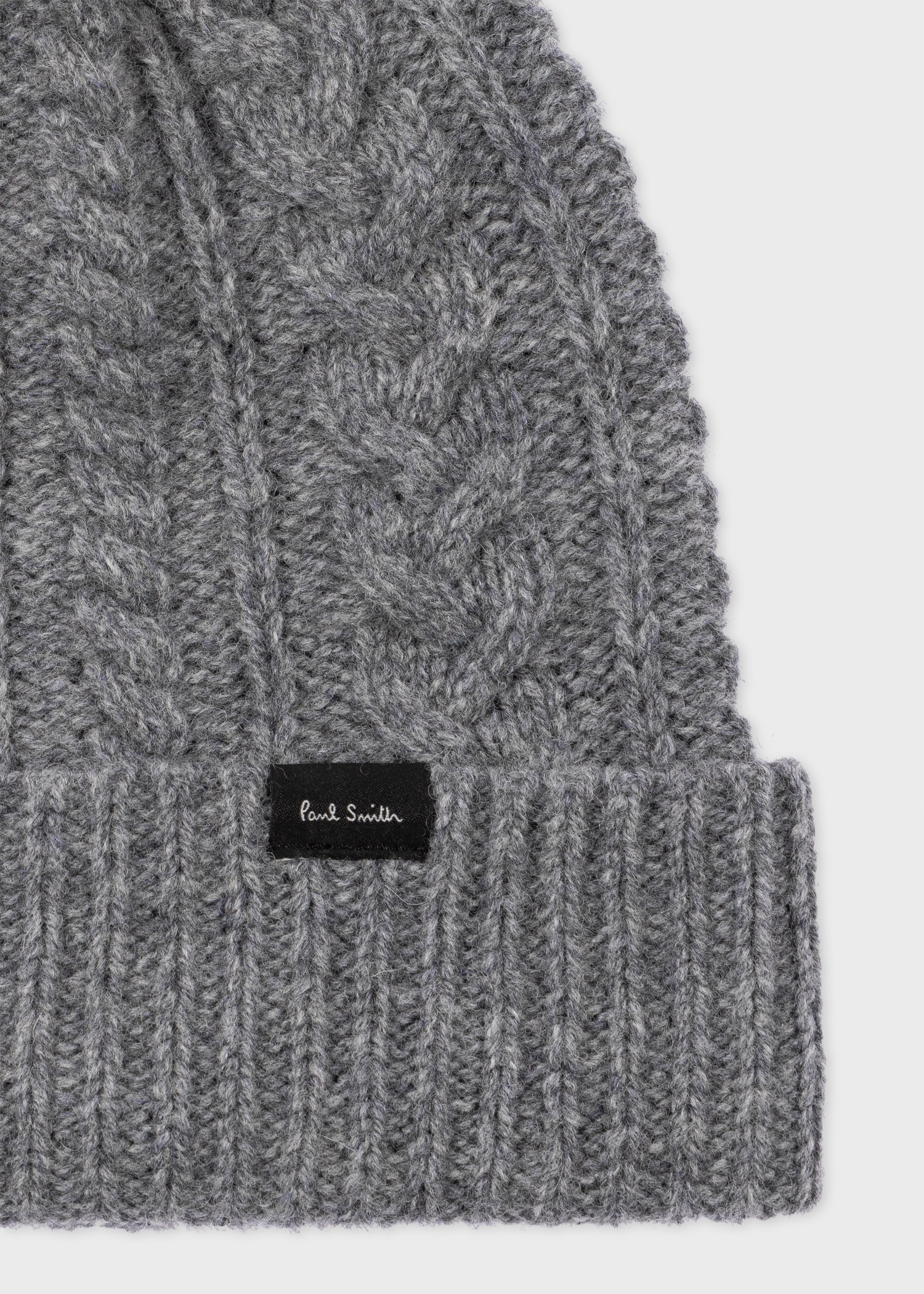 Women's Grey Cable Knit Pom Pom Beanie - 2