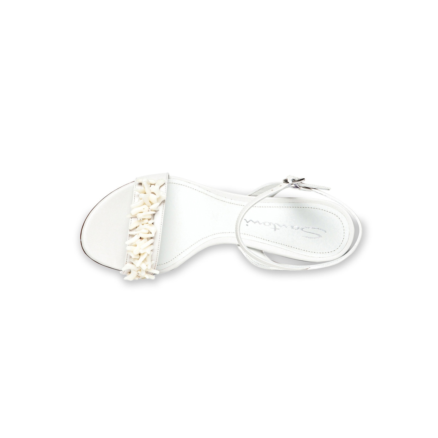 Women's white leather and corals high-heel sandal - 4