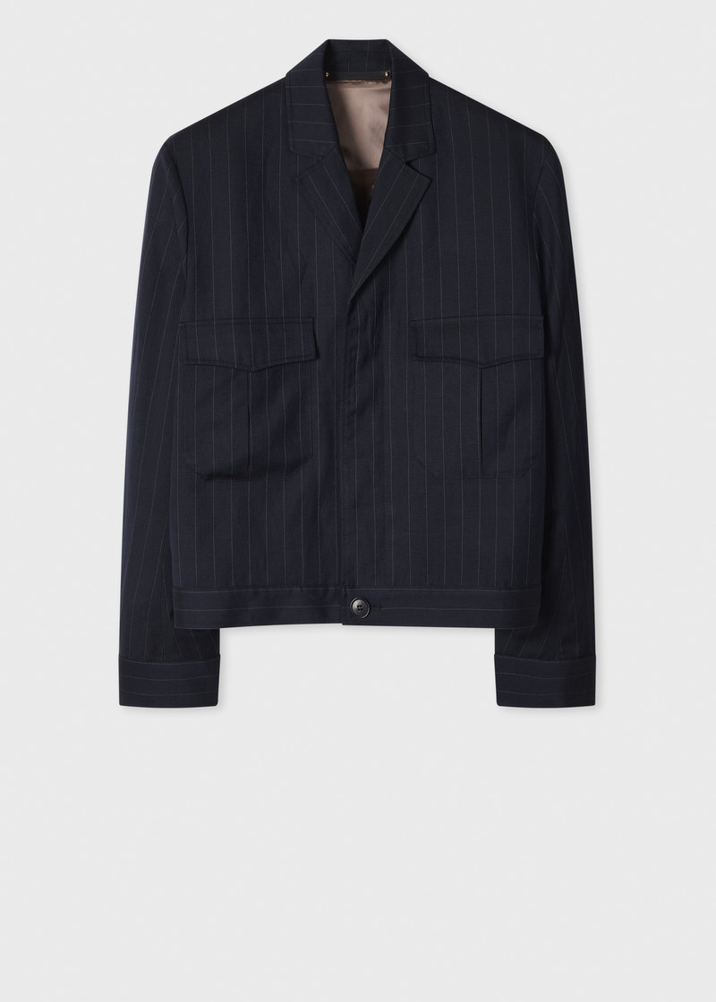 Navy Wool-Linen Pinstripe Jacket 1