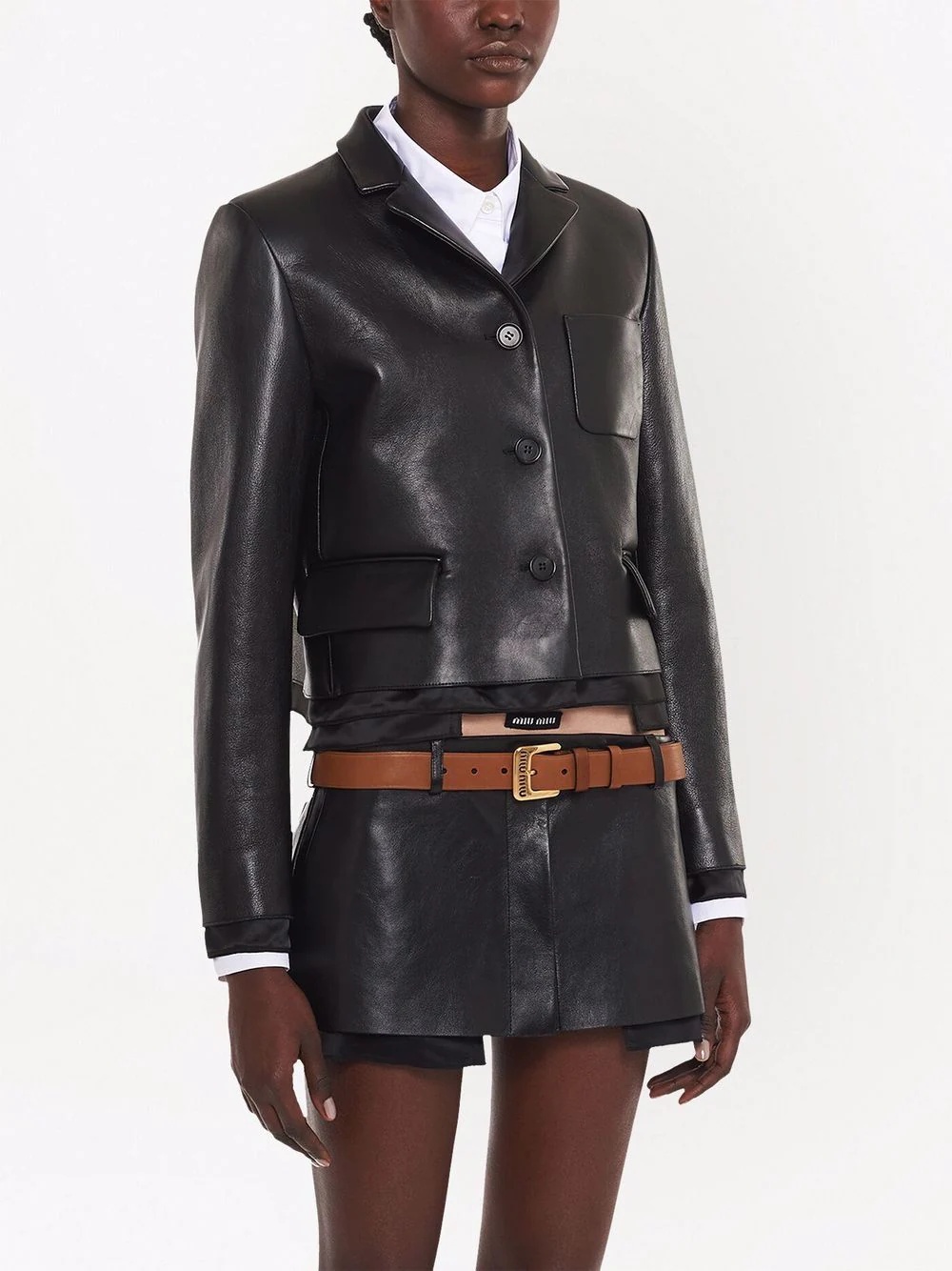 cut-out logo leather belt - 3