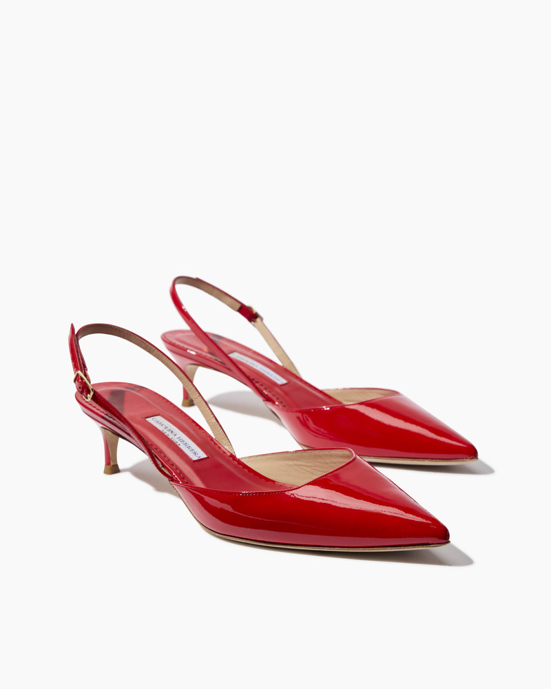 CAROLINA HERRERA Patent Leather Kitten Heel Slingback outlook