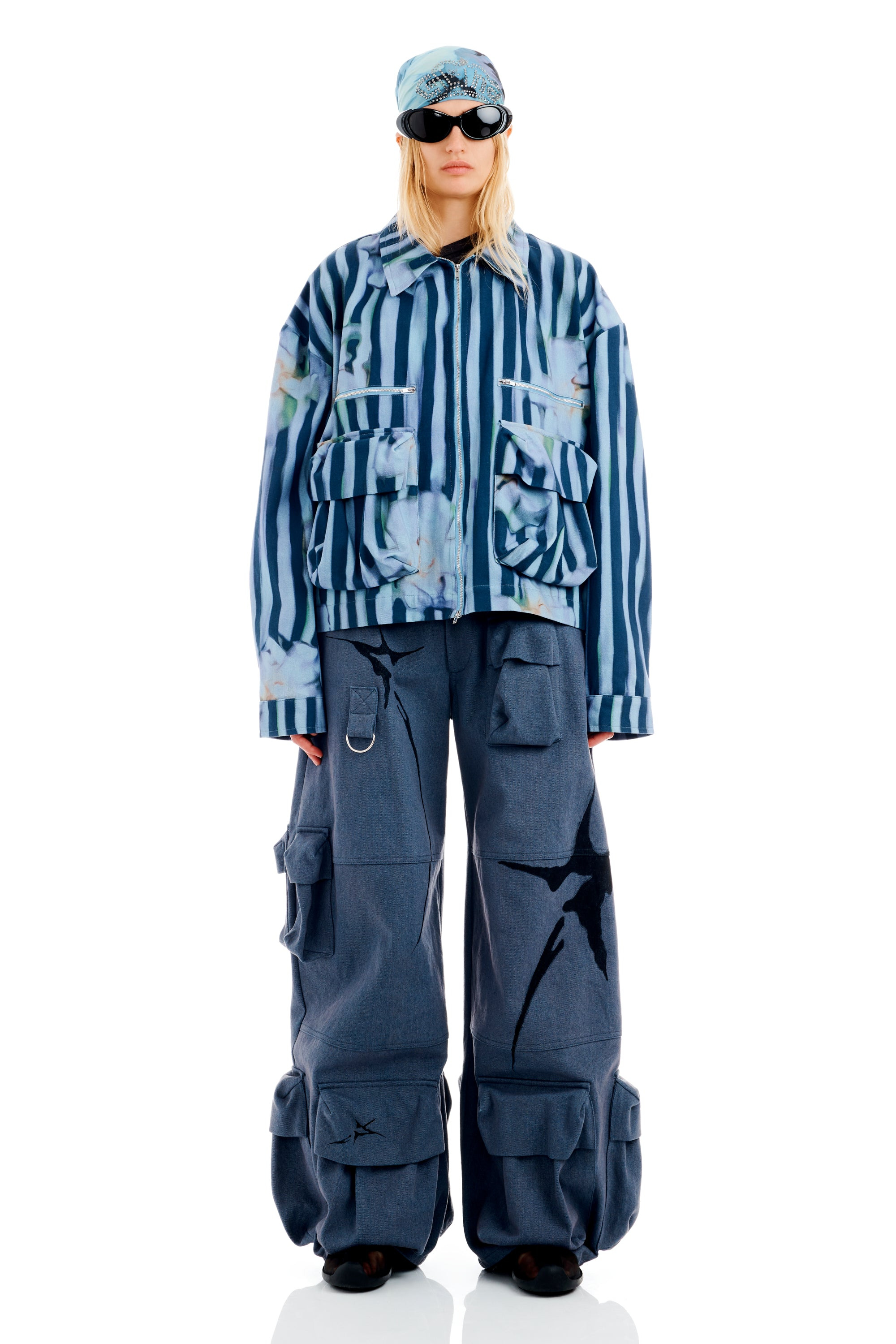 WAVY NAVY FLOWER STRIPE NASH JACKET - 6