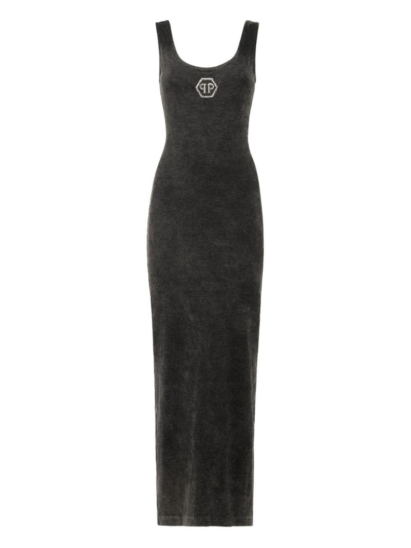 Hexagon ribbed-knit tank midi dress 1