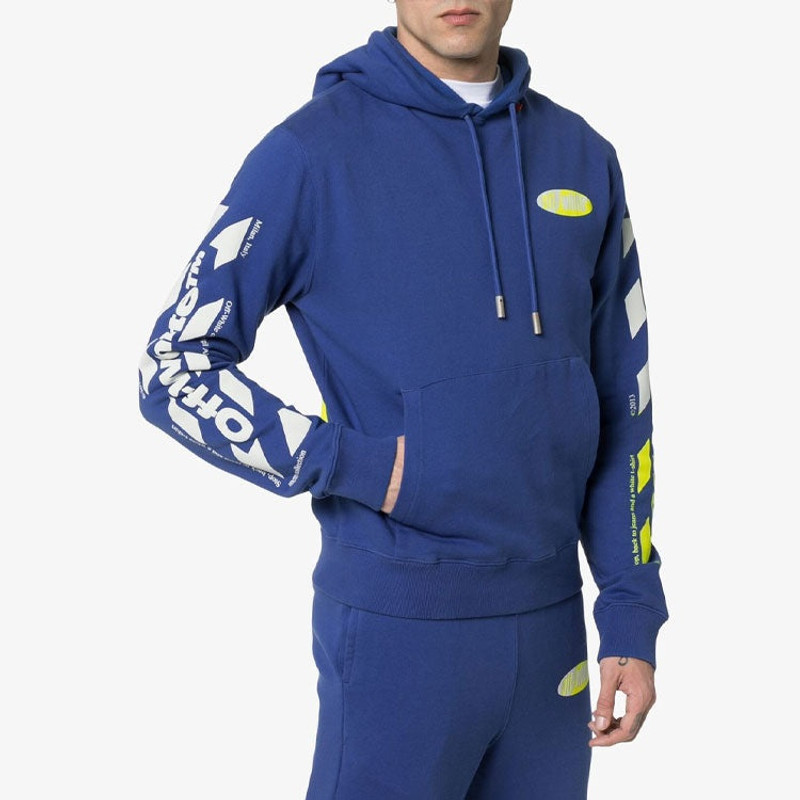 Off-White Off-White MENS SS19 Spilt Logo Slim Hoody Blue OMBB034S190030063060 outlook