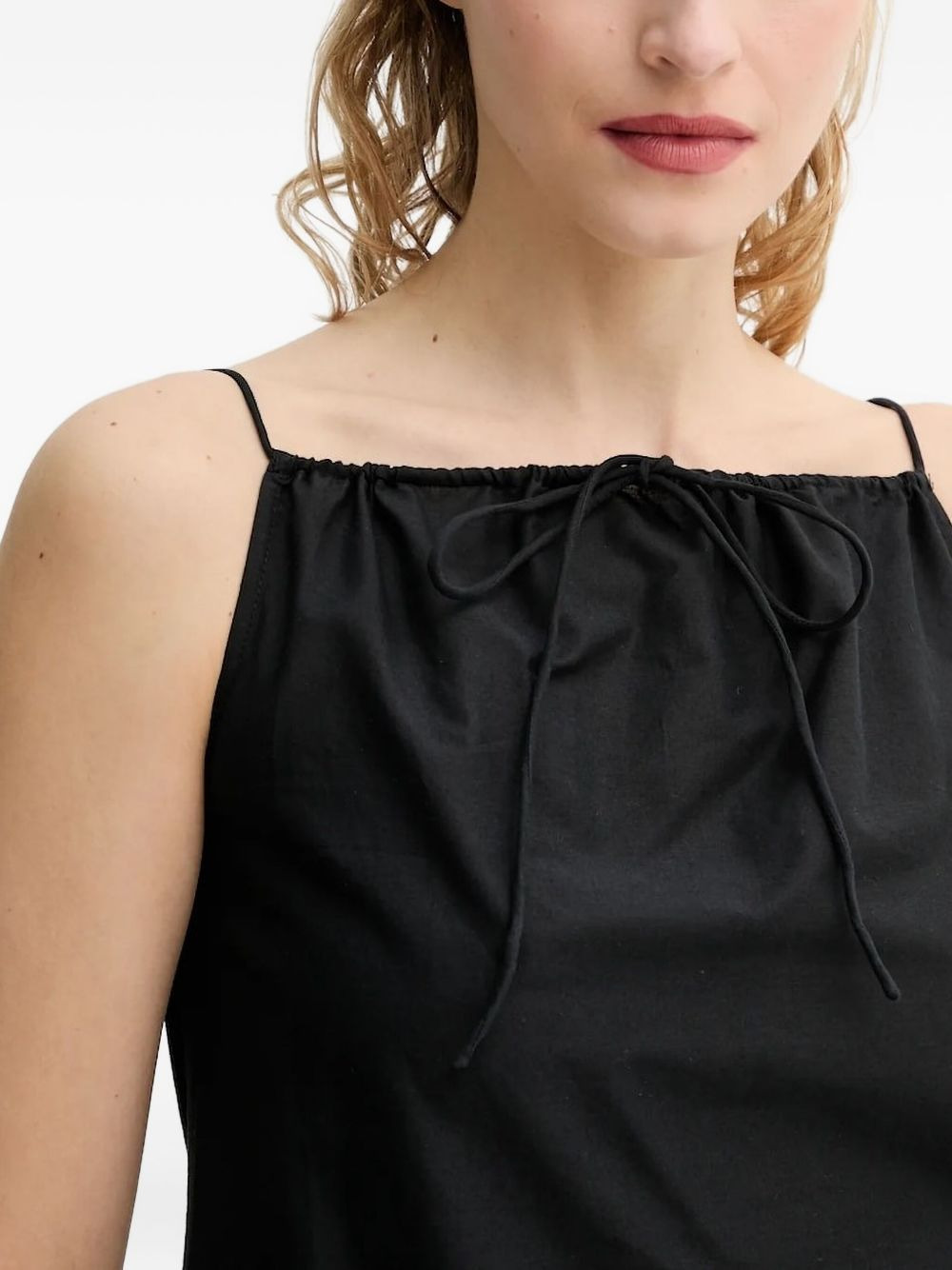 lace-trimmed drawstring top - 3