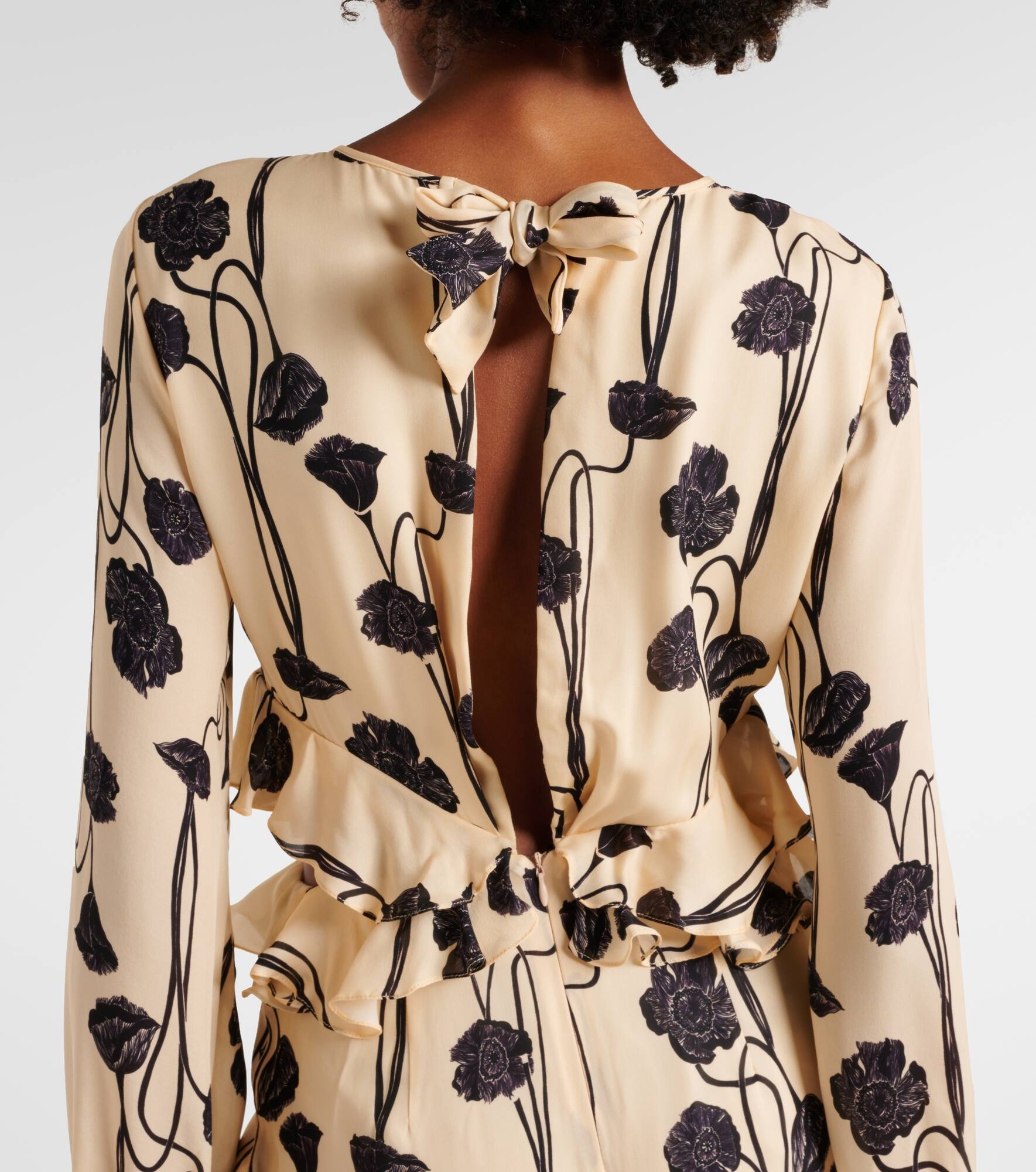Ruffled floral silk georgette gown - 6