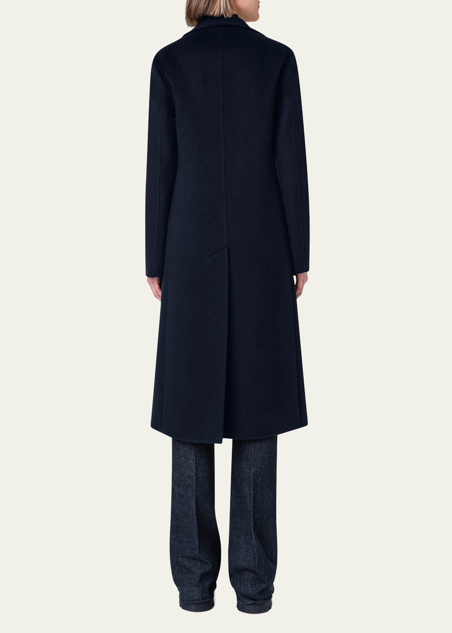 Leather Collar Cashmere Coat - 3