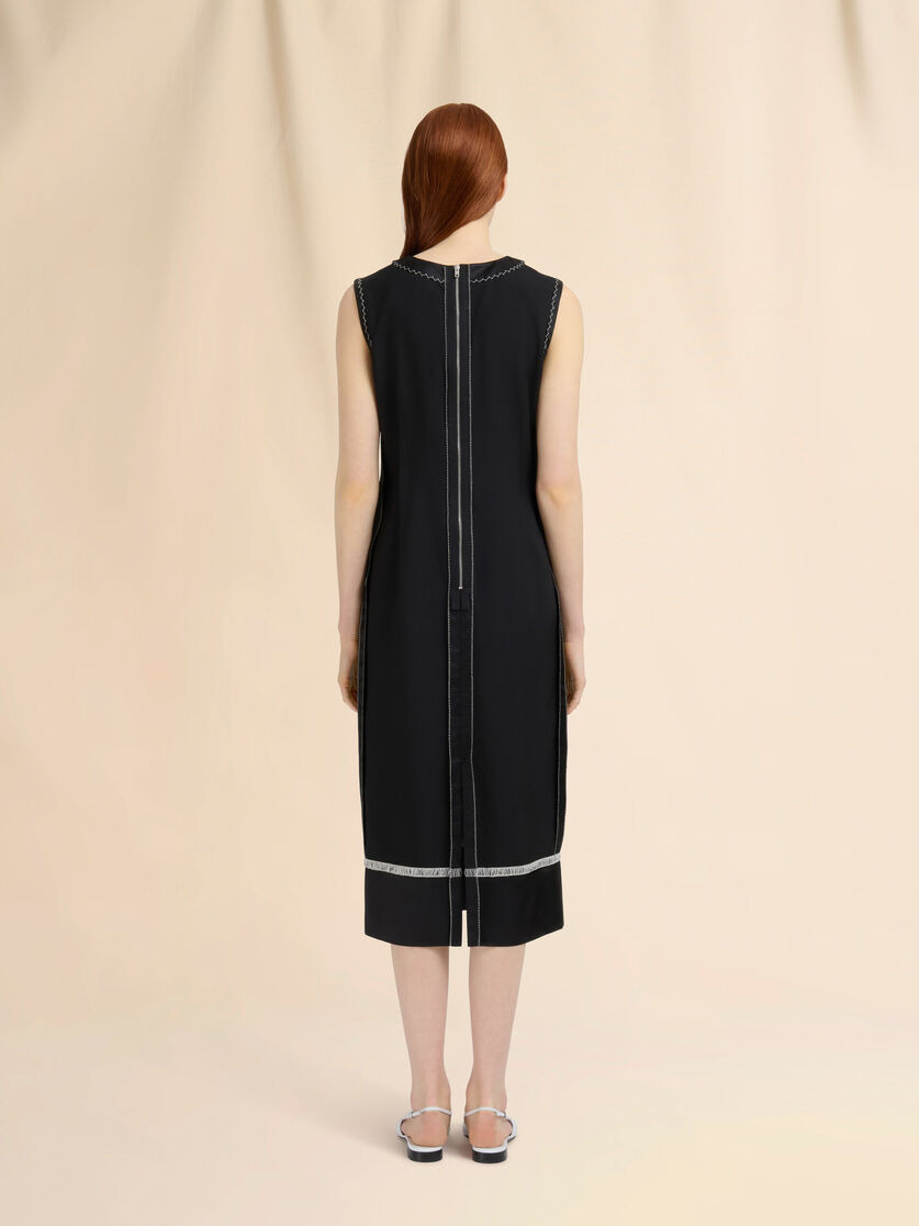 BLACK WOOL INSIDE-OUT DRESS - 3