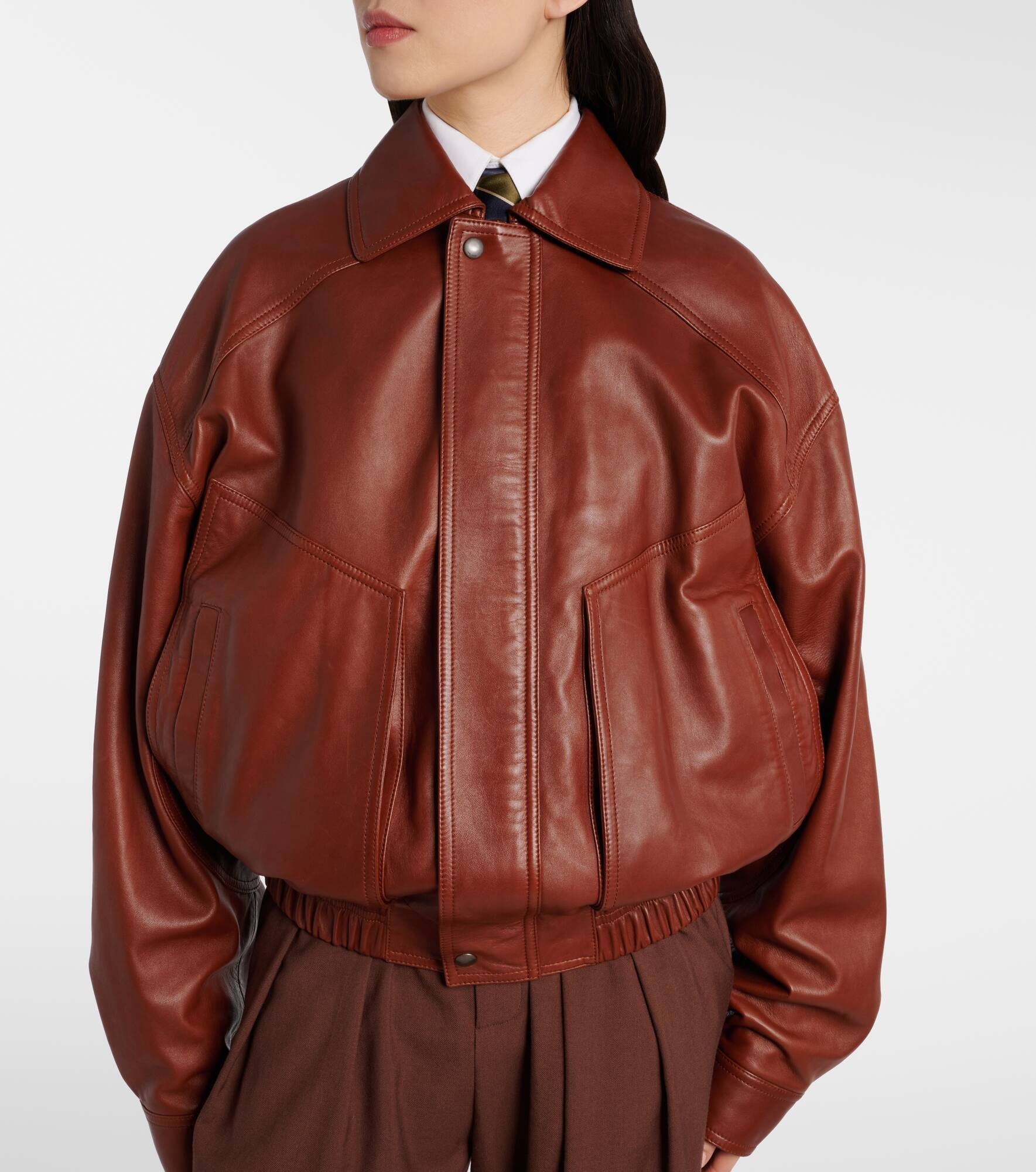 Leather bomber jacket - 6