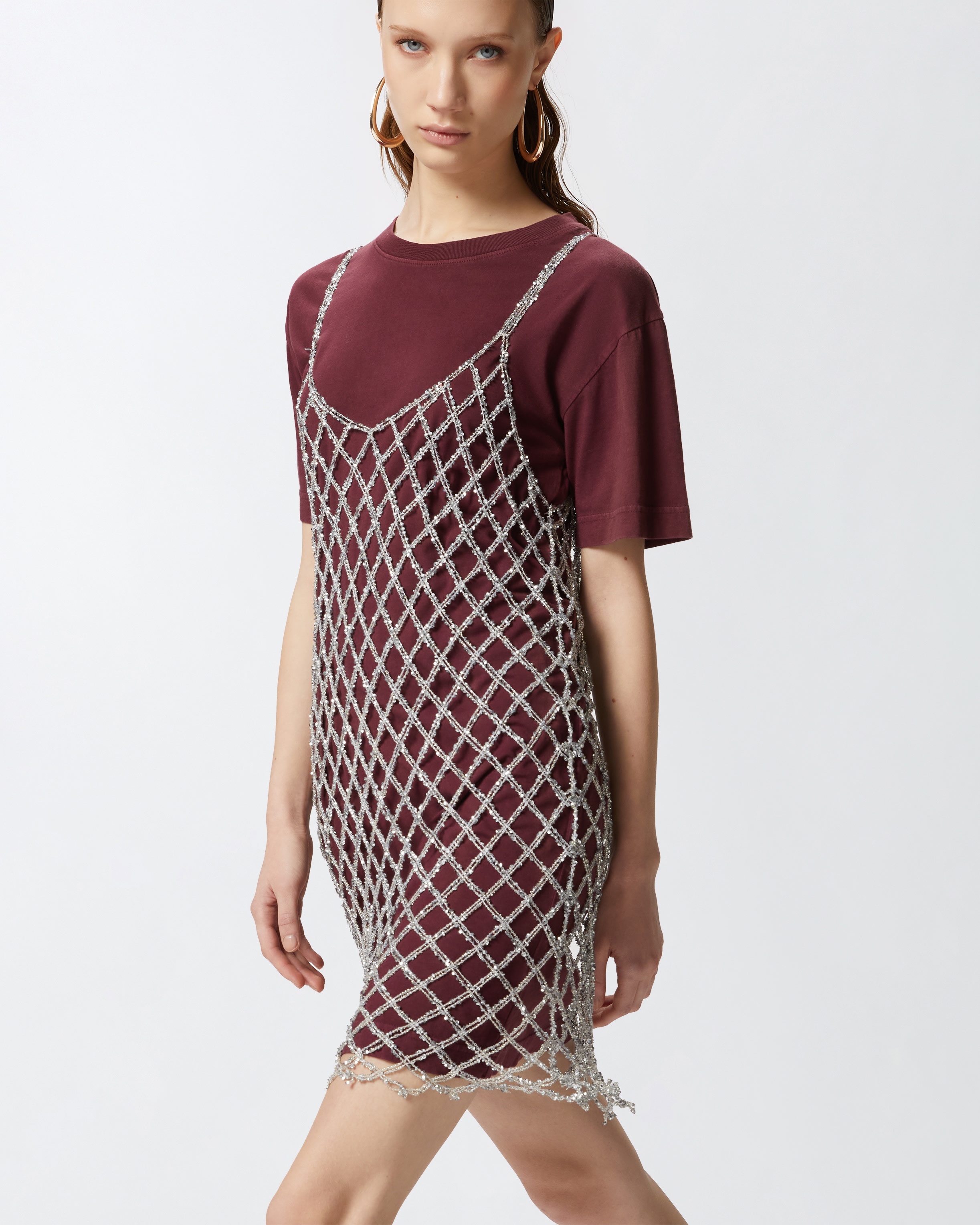SHORT T-SHIRT DRESS COMBINED WITH SEQUIN DRESS - 5