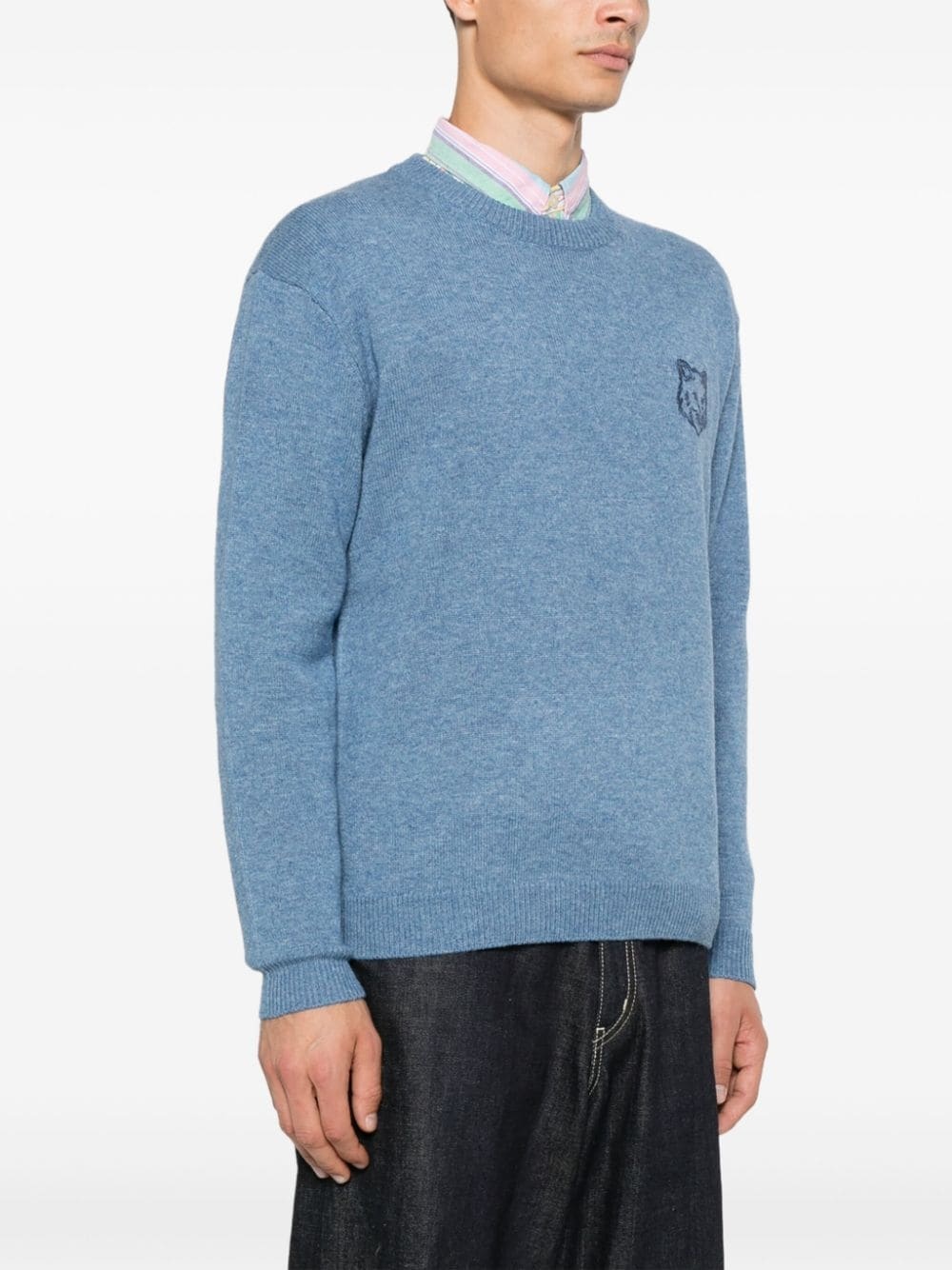 Bold Fox Head embroidered sweater - 3