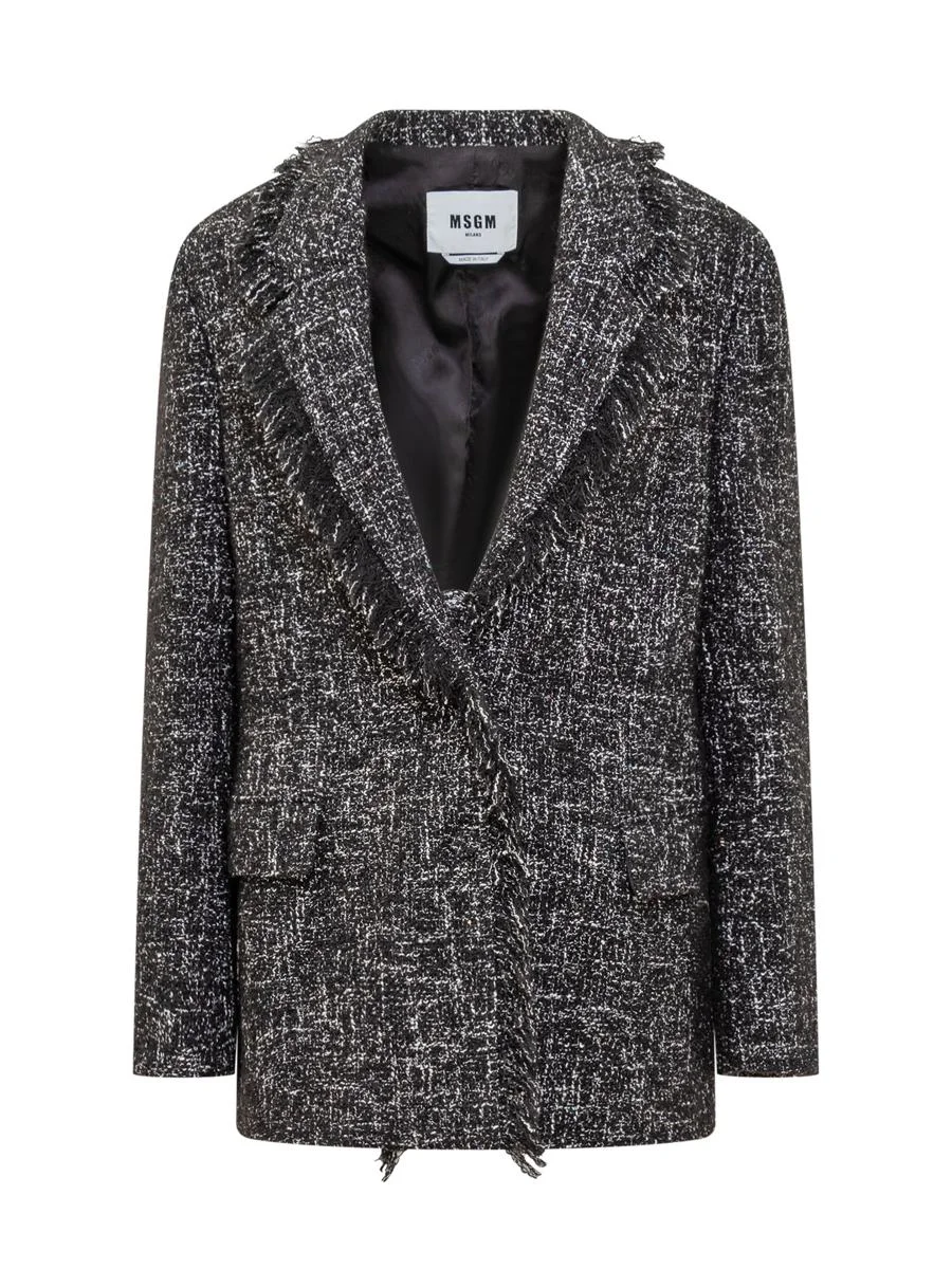 Msgm Msgm Tweed Blazer With Fringes - 1
