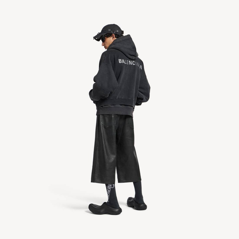 Men's Cropped Baggy Pants in Black 4