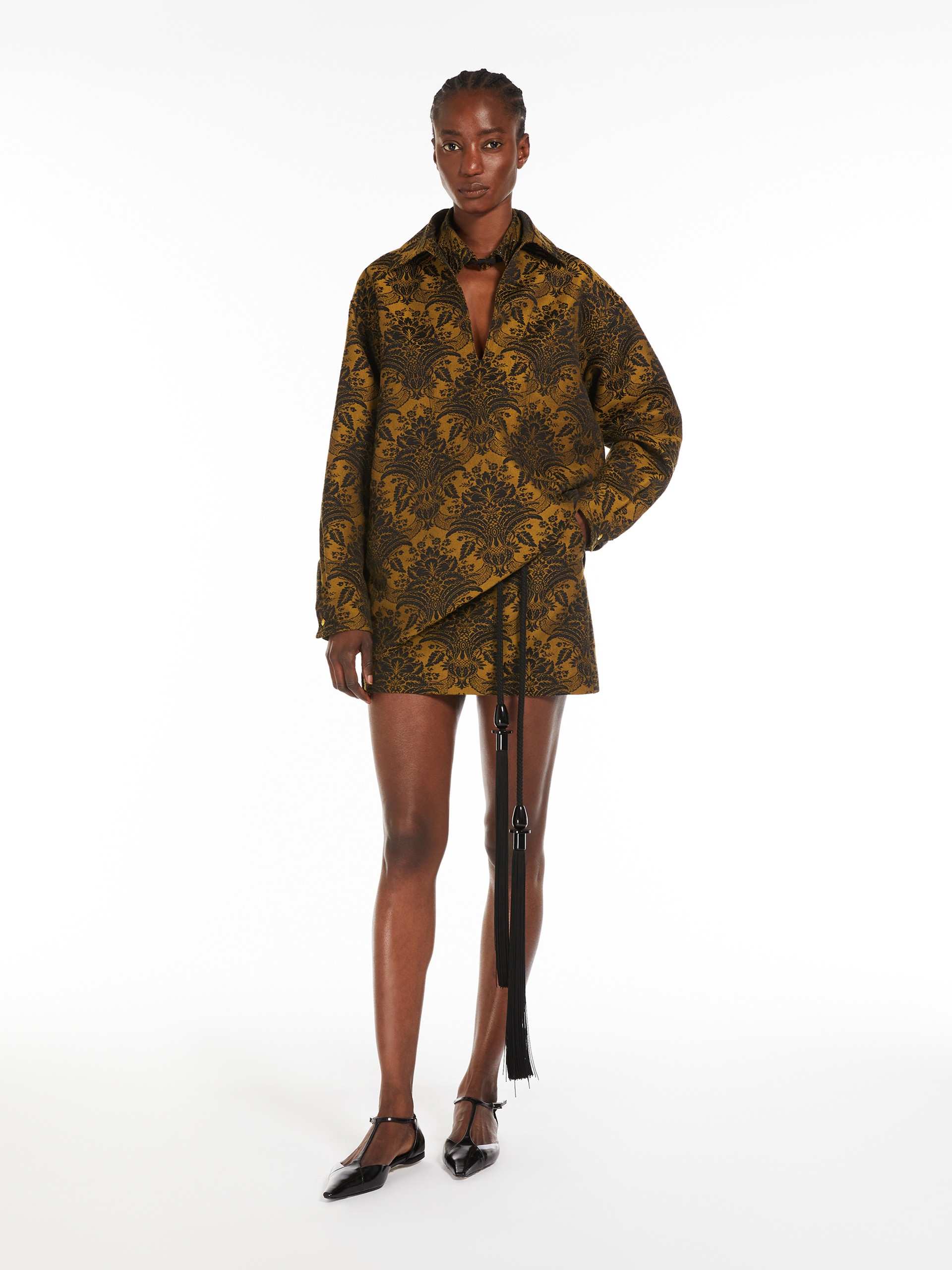 POMEZIA Technical wool jacquard miniskirt - 2