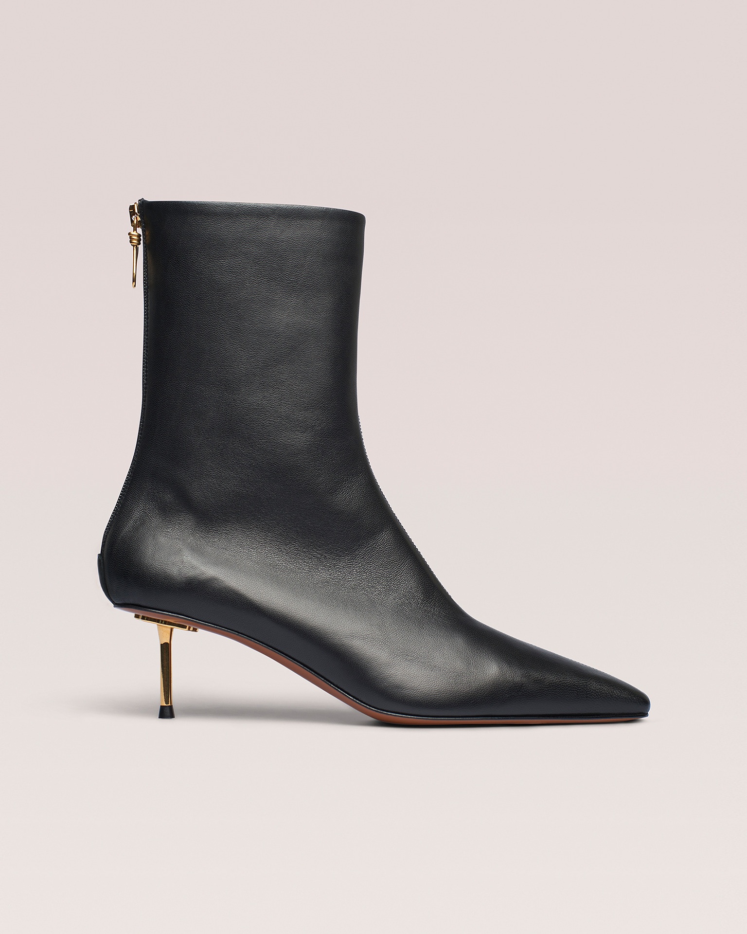 TALLI - Elongated square toe booties with metal heels - Black - 4