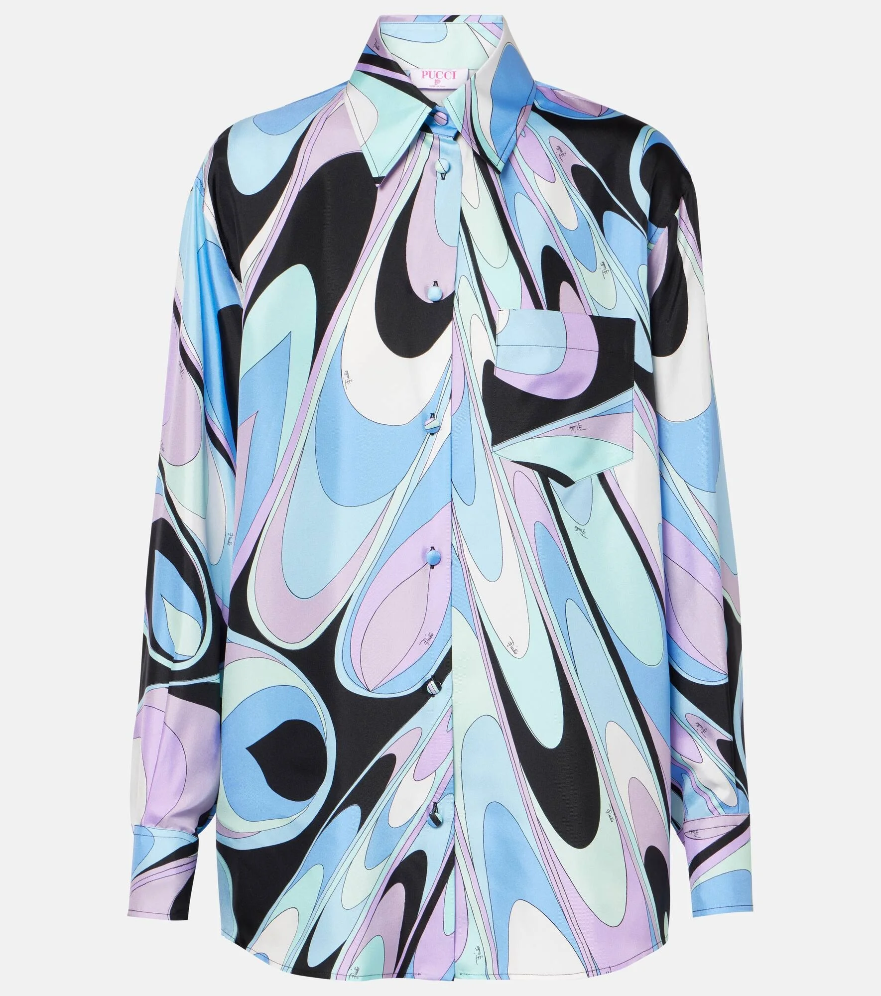 Printed silk twill pajama shirt - 1