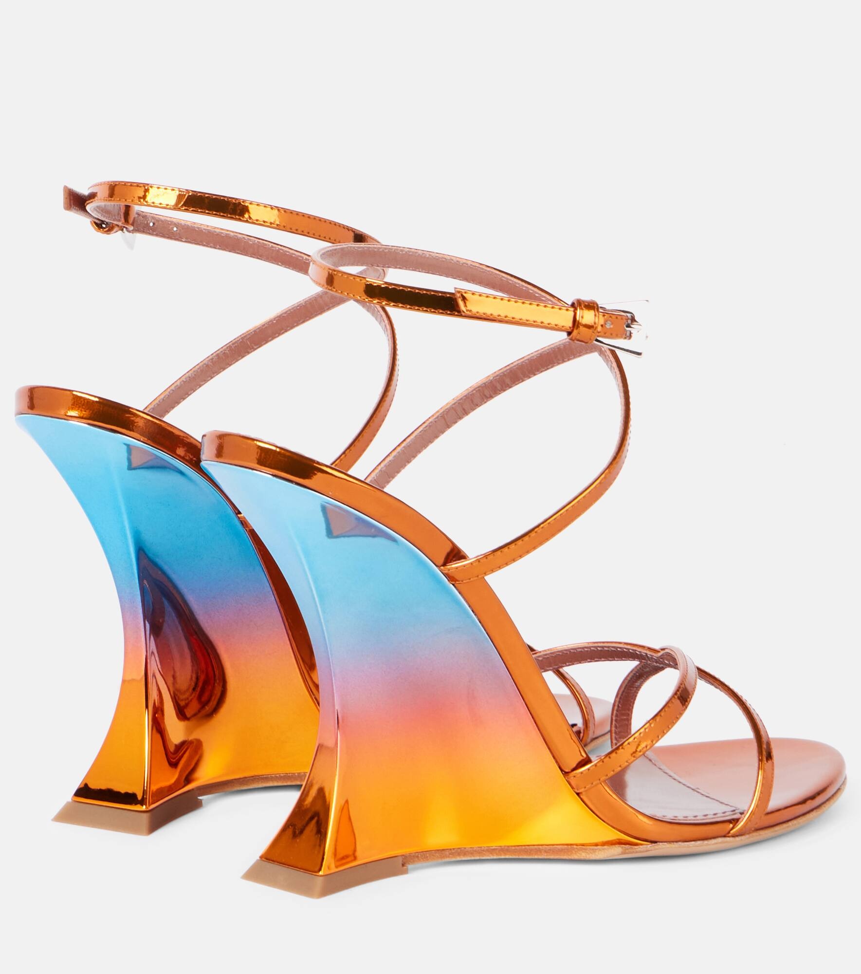 Nina 105 mirrored leather wedge sandals - 2