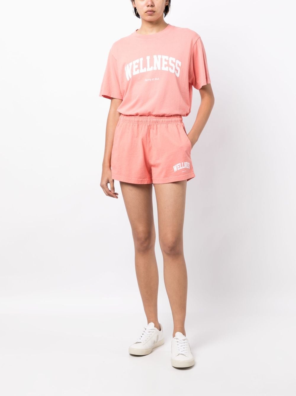 slogan-embroidered cotton shorts - 2