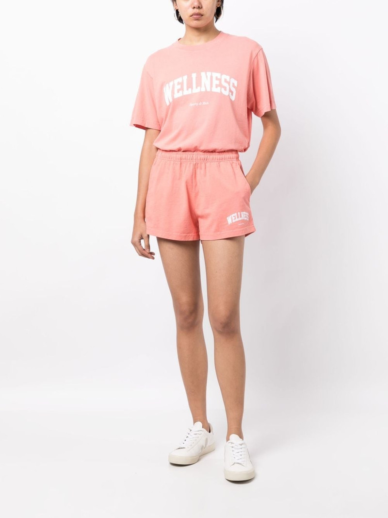 Sporty & Rich slogan-embroidered cotton shorts outlook