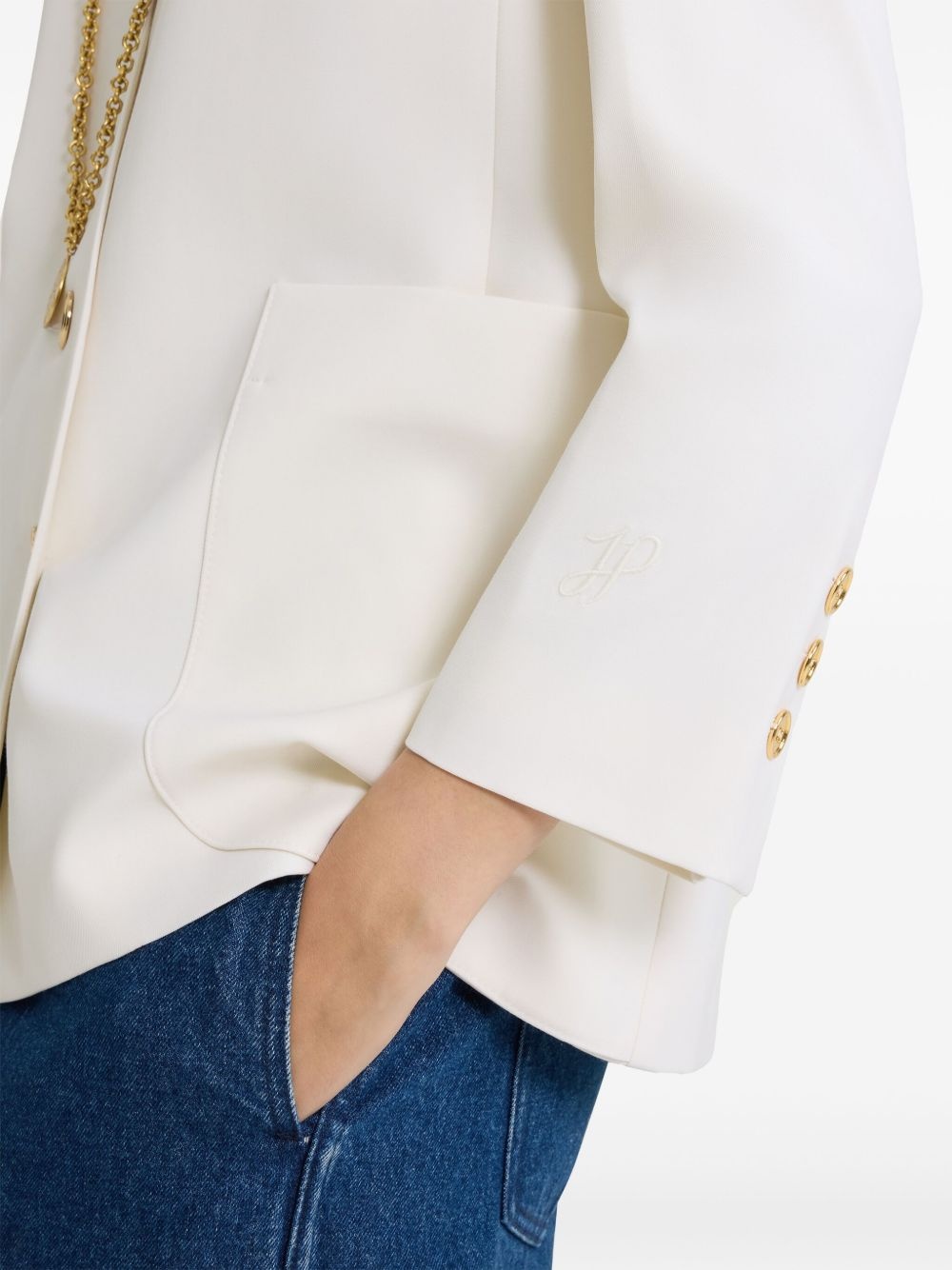 collarless twill jacket - 5