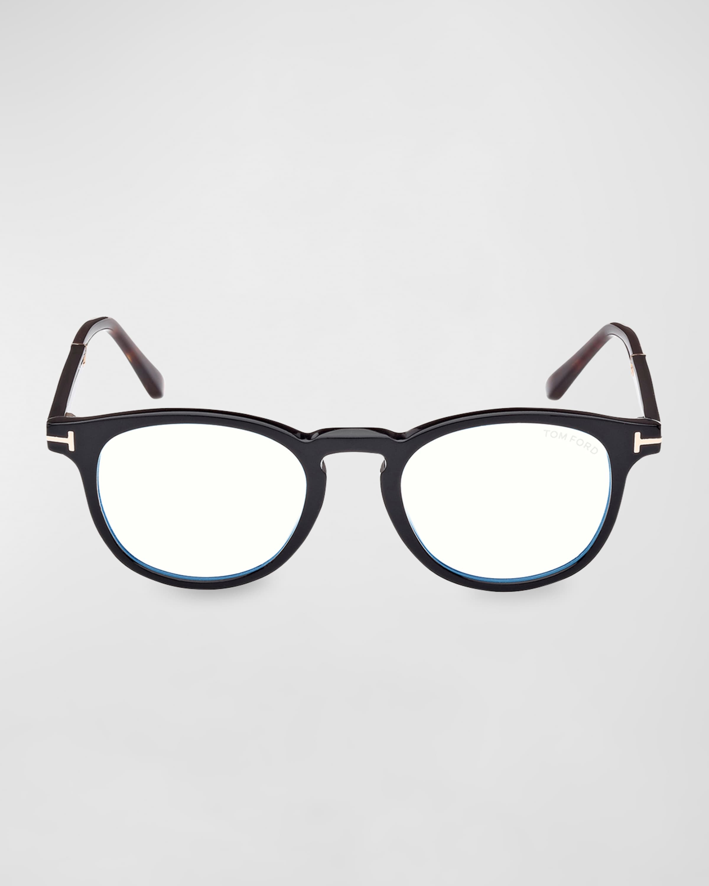 Blue Blocking Two-Tone Acetate Round Glasses - 4