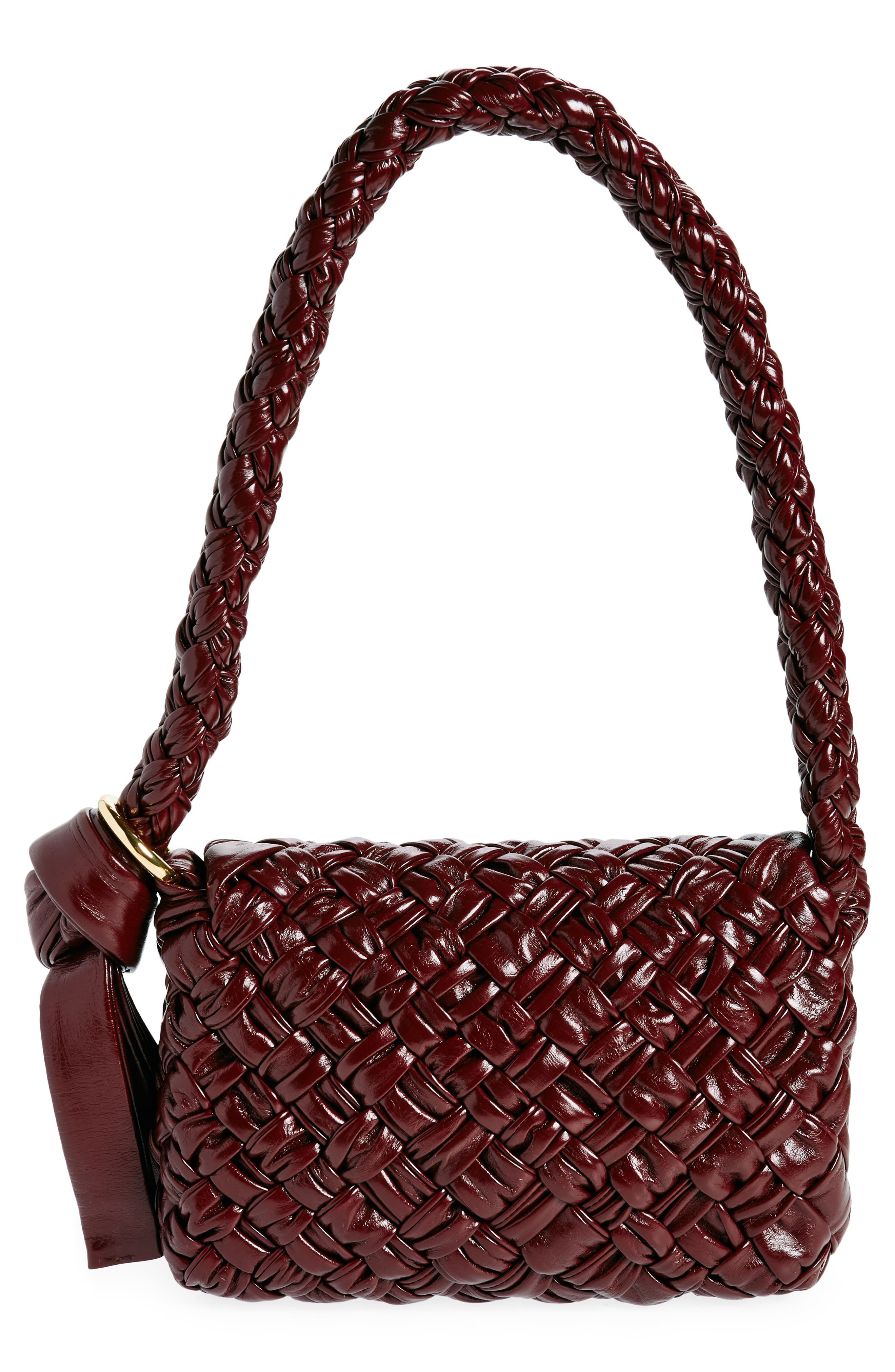 Bottega Veneta Kalimero Intrecciato Leather Shoulder Bag in Barolo/M Brass at Nordstrom - 4