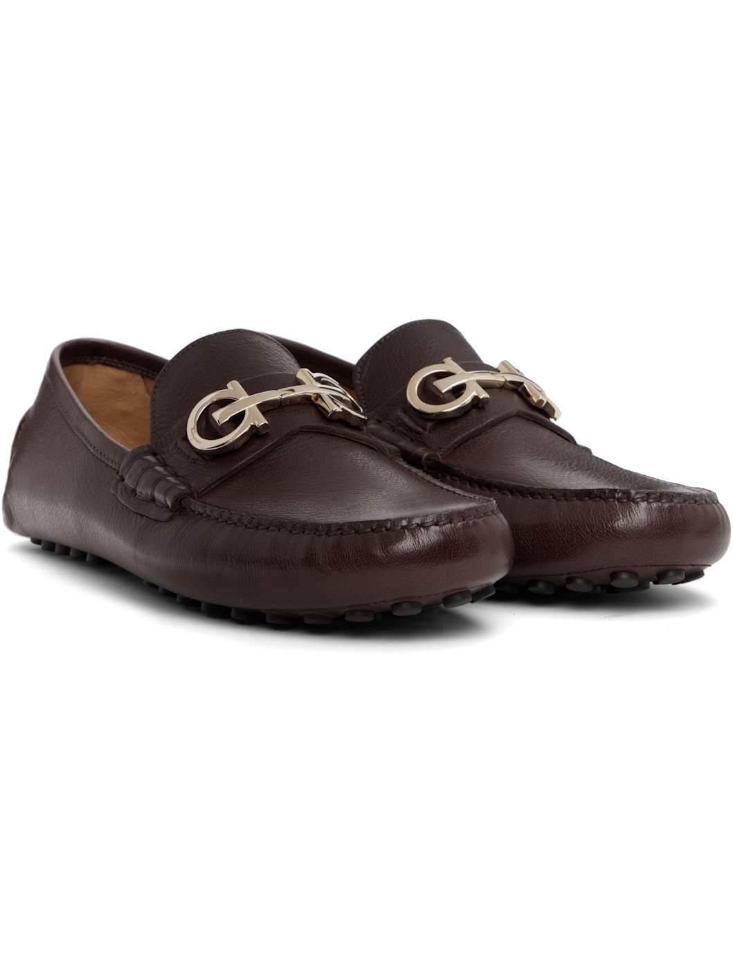 Brown Gancini Ornament Driver Loafers - 4
