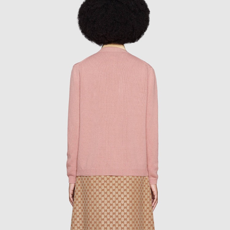 (WMNS) Gucci Wool Jumper With Cat Patch 'Antique Rose' 662173-XKBYI-6183 - 4