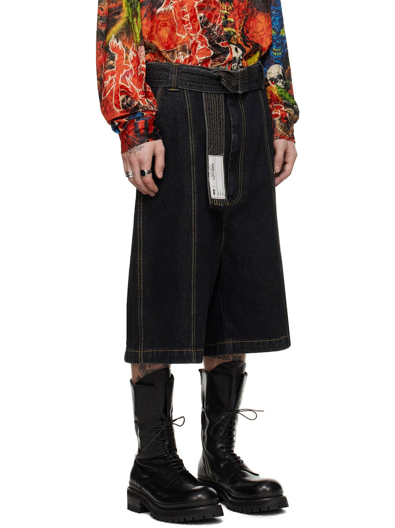 Black Utility Denim Shorts 2